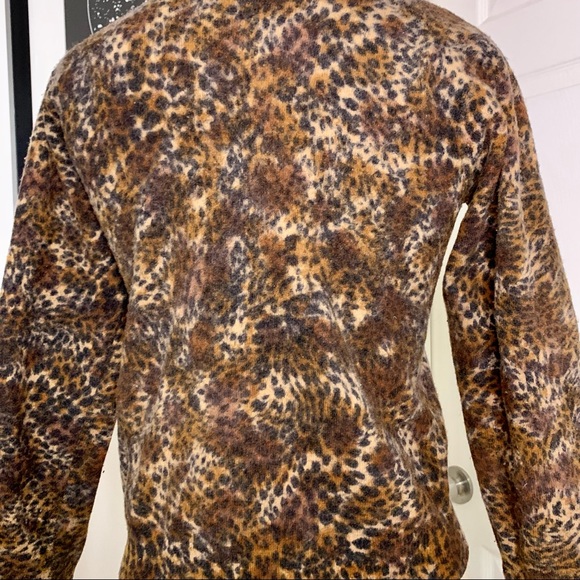Vintage PIERRE CARDIN Mixed Leopard Print Lambswool 3/4 Sleeve Sweater sz XS/S - Picture 4 of 5